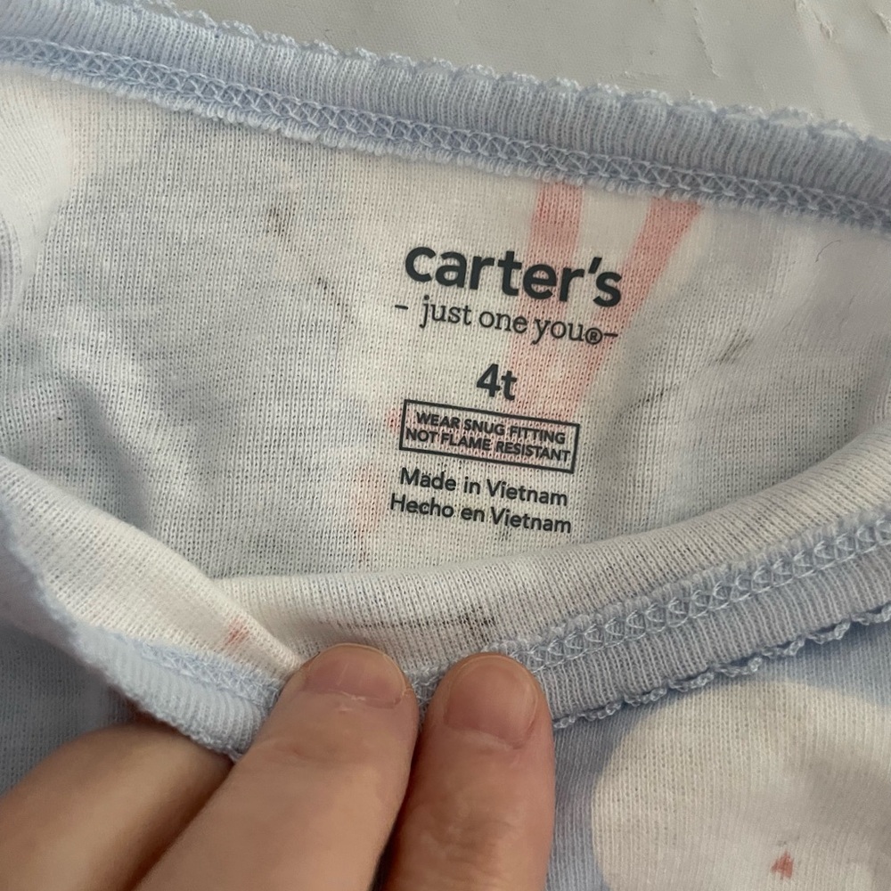Carter's 2 Kids Snowman Pajama Set Blue and Pink size 4T NWT - Picture 2 of 5